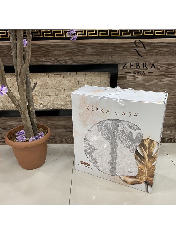 Zebra Casa / Damask Fume Покрывало наволочки с кружевомYesil